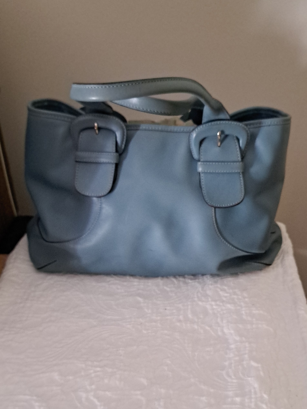 COLE HAAN Classic Soft-Leather Tote Bag in Slate Blue